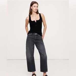 NWT Banana Republic Merino-Cotton Blend Henley Black Tank Sz XS (#815821)